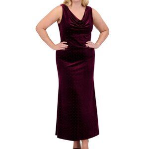 Eliza J Plus Rhinestone Embellished Velvet Cowlneck Gown – Wine – NWT Size 16W